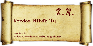 Kordos Mihály névjegykártya