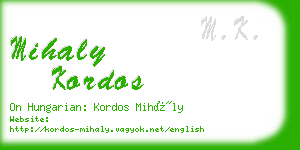 mihaly kordos business card